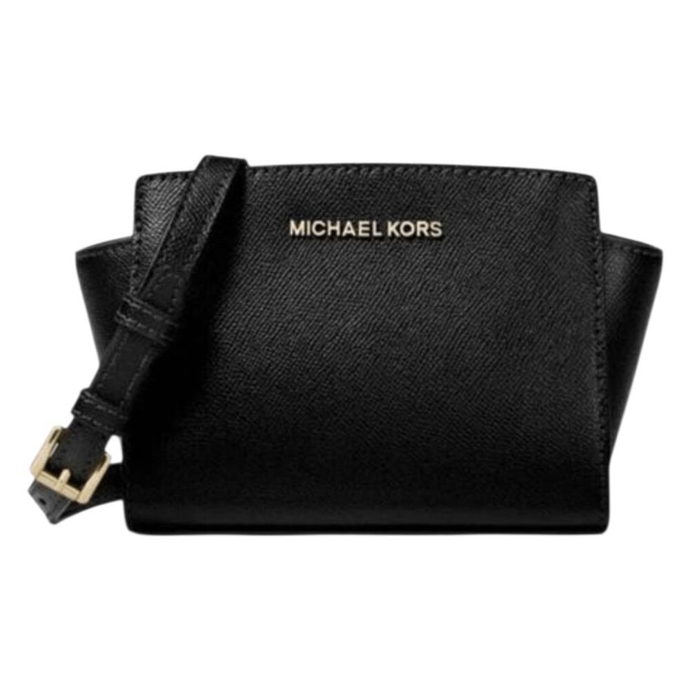 MICHAEL KORS Selma Mini Black Saffiano Leather Crossbody Bag